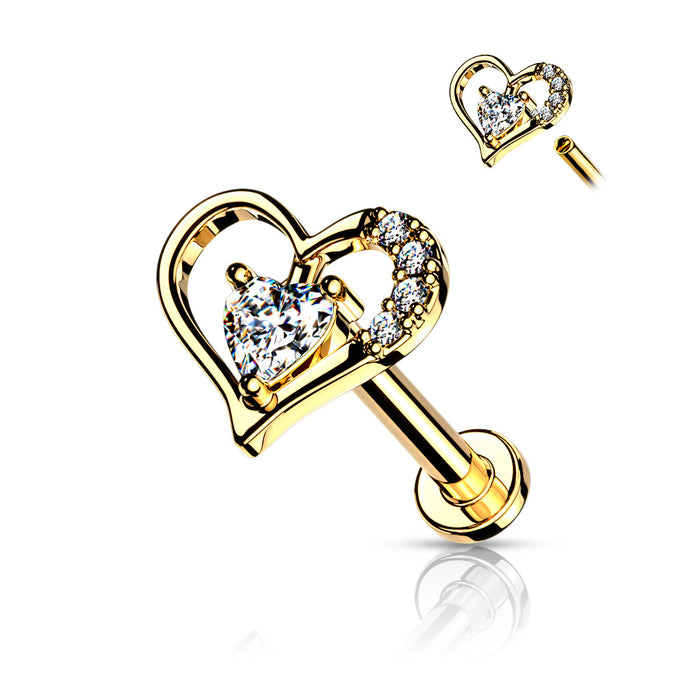 PAVED HEART CONTOUR GOLD