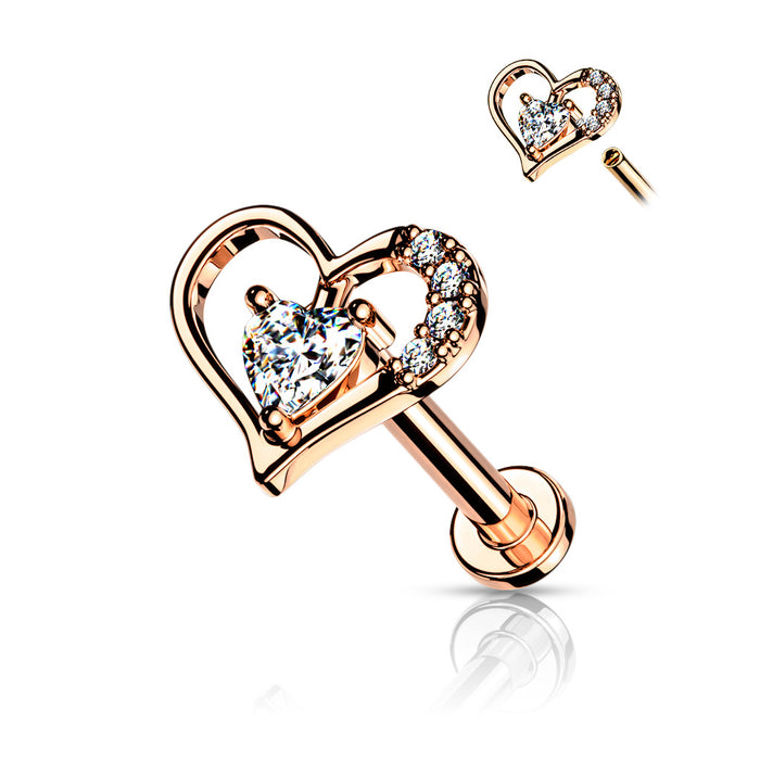 PAVED HEART CONTOUR ROSE GOLD