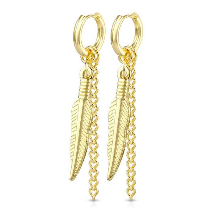 PAIR OF TRIBAL FEATHER GOLD