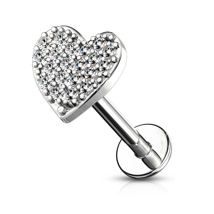 CURVED HEART TOP SILVER PIERCING